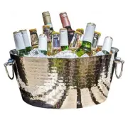 BREKX Double-Walled Insulated Steel Ice Bucket with 4 Champagne Flutes Combo