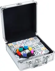 Sztxj Colorful Mexican Domino in Metal Box and Accessories (Complete Double 12 Mexican Domino Game)