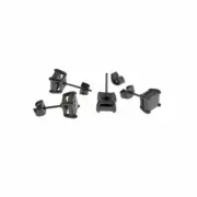 Black Tone Stainless Steel Earrings - Cubic Zirconia Studs - 1 Pair - ER946