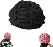 [Ouizaro] Brain Beanie,Handmade Knitted Brain Beanie Cap,Halloween Funny Hats,Unisex Funny Knit Hat