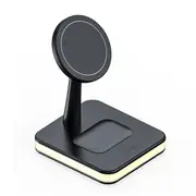 15W Magnetic Wireless Charger Stand Dock For iPhone 13 12 Pro Max Mini Airpods PD QC3.0 USB Charging Station - 2 in 1 Black
