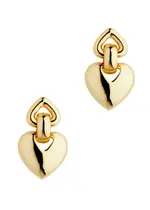 Kenneth Jay Lane Double Heart Drop Earrings - Gold ONE SIZE
