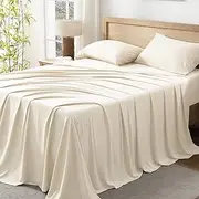 Andency Queen Sheets Set, 100% Viscose Derived from Bamboo, Cooling Summer Bed Sheets Queen Size, Deep Pocket Up to 16", Silky Soft Sheets, Hotel Luxury Breathable Bedding Sheets & Pillowcases, Beige