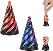 Wanmu 2Pcs Impossible Pyramid Passthrough Fidget, 3D Printed Spiral Cone, Mini Cones Pass Through Pyramid Fidget Game for Stress and Anxiety Relaxing