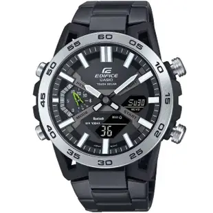 【CASIO 卡西歐】卡西歐 EDIFICE大錶徑太陽能雙顯智慧藍芽鋼帶錶-IP黑(ECB-2000DD-1A)