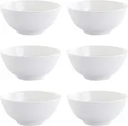 6 Inch Ceramic Cereal Bowls Set of 6, 650ML/22OZ Kitchen Porcelain Bowl for Cereal Soup Rice Salad Pasta Dessert Noodle Fruits Ice Cream, Breakfast Bowls, Dishwasher & Microwave Safe, Easy Clean (6In)
