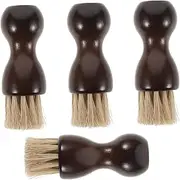 LIFKOME 4Pcs Shoe Brush Kit Portable Polishing Tool with Horsehair Brushes for Leather Suede Compact Durable for Boot Care and Shoe Maintenance