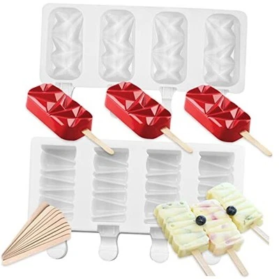 Ice Cream Popsicle Silicone Mold Set of 2, 8-Cavity Chocolate Cake Fondant GT-7