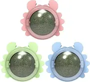 Cat Catnip, 3Pcs Crab Shape Rotating Ball Molar Teeth Kitten Chew Toy Teeth Cleaning Ball Posted to Wall Happy Interactive Toy Cat Supplies