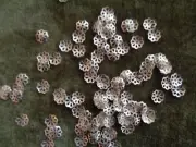 Bead cap, silver-finished brass, 6x1mm cutout corrugated flower, fits 6-8mm bead