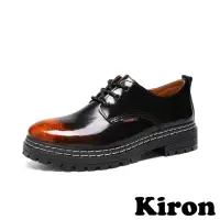 在飛比找momo購物網優惠-【Kiron】厚底馬丁鞋 馬丁鞋/時尚鏡面亮漆皮復古3孔馬丁