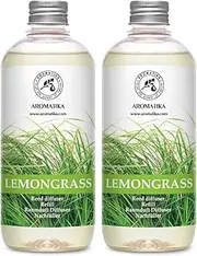 Lemongrass Diffuser Refill 1000ml (2 x 500ml) - Fresh & Long Lasting Fragrance - Refill Bottle with Natural Pure Essential Lemongrass Oil - Best for Aromatherapy - Spa - Home - Kitchen - Office