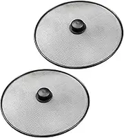 TIDTALEO 2pcs Oil Splash Mesh Cover Screen Kitchen Oil Grease Lid Induction Hob Frying Pan Shield Protectors Frying Pan Splatter Guard Pot All Spill Black Stainless Steel