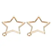 10 Pcs Star Shape Geometric Hollow Frame Pendants (Gold Tone)