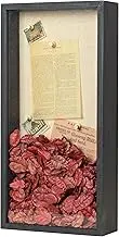 Increased Fire Shadow Box Frame 8x16 Shadow Box Display Case with Linen Back of Awards Memorabilia Flower, Pictures, Keepsakes、Bouquet、Medals and More Photos Memory Box Black