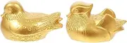 Kichvoe Mandarin Ducks Statue 2pcs Feng Shui Golden Chinese Mandarin Yuan Yang Love Birds Statue Figurine Wedding Sculptures Home Decor for Romance and Love