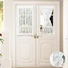 White Floral Door Sheer Curtains Voile Short Panels Slot Top French Window Net
