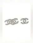 AUTH NWT Chanel Silver-tone 2023 Strass CC Mismatch Stud Earrings