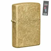 Zippo 49477 Tumbled Brass Pocket Lighter + FLINT PACK