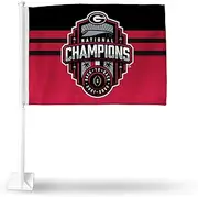 Rico Industries NCAA Georgia Bulldogs 2023 College Football Champions Double Sided Car Flag Double Sided Car Flag - 16" x 19" - Strong Pole that Hooks Onto Car/Truck/Automobile