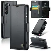 CaseMe Samsung Galaxy S24 5G Folio Wallet Case Cover Side Closure S921 [Black]