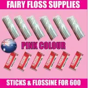 600 KIT DEAL floss machines cotton candy FAIRY FLOSS STICKS & PINK FLOSSINE