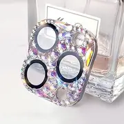 Cavdycidy Bling Diamond Camera Lens Protector for iPhone 12 Pro Max, Metal Glitter Gem Camera Cover，9H Tempered Glass Lens Full Screen Protector with 3D Rhinestone Sparkle（Colourful）