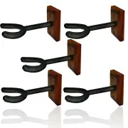 5 x Guitar Wall Hangers, foam padded hook, wood block mount wooden, base