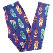 NWT Buttery Soft Peacock Feather Leggings Tall & Curvy XL Plus Indian Feather TC