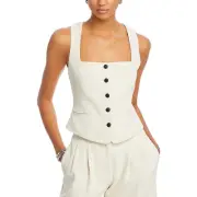 Rag & Bone Womens Mariana Ivory Textured Twill Casual Vest 8 BHFO 6255