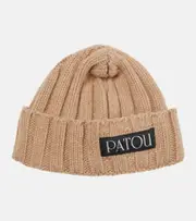 [Patou] Patou Ribbed-knit wool and cashmere beanie One Size brown