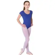 Danskin Childs Leotard Cobalt Royal Blue Short Sleeve Scoop Neck Dance M 8-10