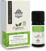 Aroma Tierra Lemongrass Essential Oil - 100% Pure, Organic & Food Grade - For Diffuser, Skin, Hair, Body, Candles - 10ml