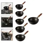 Nonstick Wok Wood Handle Cookware Gas Flat Bottom Wok for Kitchen Hotel Home