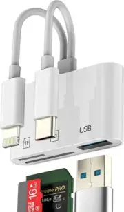 Lightning USB C SD Card Reader USB Adapter(3 in 1)Digital Camera Micro SD TF