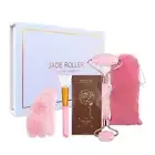 Jade Roller and Gua Sha Massage Tool - Jade Face Roller -100% Natural Rose Qu...
