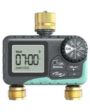 RAINPOINT 2 Zone Sprinkler Timer with Brass Inlet and Outlet - Water Timer fo...