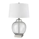 [Florabelle Living] Ellyn Glass and Nickel Lamp with White Linen Shade- Lamp Base & Shade