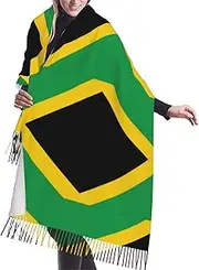 [DRTGEDS] Flag Of Jamaica Scarfs For Women Fall Winter Scarves Pashmina Shawls And Wraps For All Season Christmas Gift