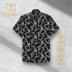 THE SUN MENSWEAR 星形圖案真絲襯衫 - 古巴涼爽抗皺真絲麵料 - 尺寸 50-100 公斤 - TS02