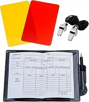 LALOCAPEYO Metal Whistle with Sports Referee Card Set, Red Yellow Card,pen and Stainless Steel Metal Coach Whistle for Football,Football, Basketball, Soccer, School, Emergency Warning Cards