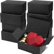 Kucoele 12 PCS Gift Boxes with Lids, 9 x 6 x 4 Inches Bridesmaid Proposal Box Black Kraft Paper Present Packaging Boxes for Wedding, Birthday, Bride and Baby Shower