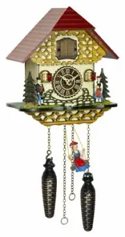 Quartz Cuckoo Clock Black forest house with music and swing TU 4261 QMS NEW