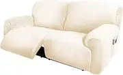 Extra Wide Loveseat Recliner Cover, Extra Wide 75'' - 100'', Recliner 2 Seater Sofa Covers, Reclining Loveseat Cover, 6-Piece Velvet Stretch Couch Covers with Side Pocket, Thick Soft Washable