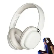 Wireless Headphones Bluetooth 5.3 Overhead Headset 3D Stereo Built In Microphone-White