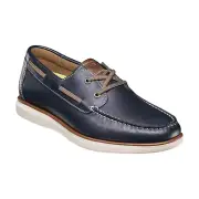Mens Florsheim Tropics Elastic Lace Moc Toe Boat - Navy Leather, Size 8 US