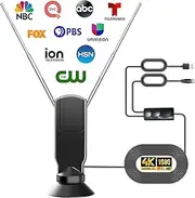 CXYHMG TV Antenna for Smart TV, 360° Reception Digital HD Antenna Without Cable Indoor Outdoor, Support 4K/8K/1080p for Free Local Channels, with Super Signal Booster, 1 PCS. (Black, 3.48IN)