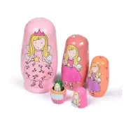 Russian Nesting Dolls, Stacking Wooden Handmade Matryoshka Dolls, 5 Pcs 6