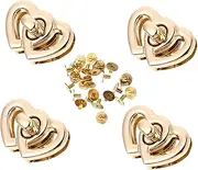 HOMSFOU 4Pcs Heart Shape Turn Locks Durable Bag Accessories for DIY Handbag Craft Antique Color Lock Buckles for Luggage Purse Easy Installation Use