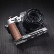 Wood Camera L Hand Grip with Aluminum Alloy Baseplate For Fujifilm XT50 X-T50